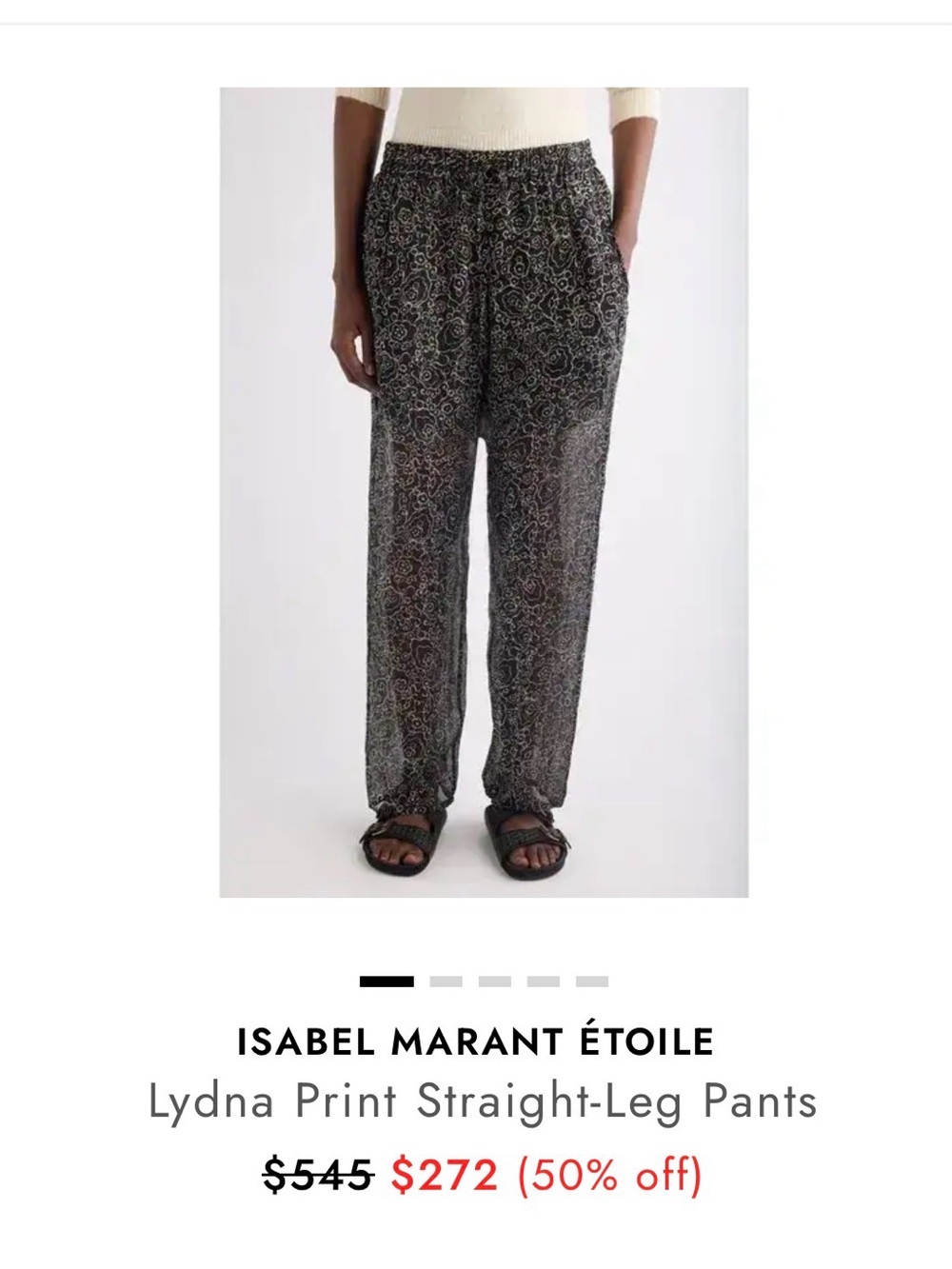 Isabel Marant Black & White Paisley Straight-Leg Pants